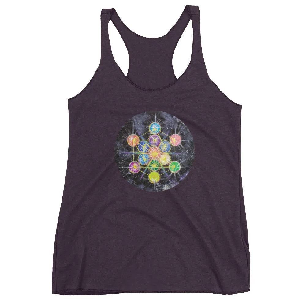 Rainbow Metatron (Round Version) Women's Racerback Tank