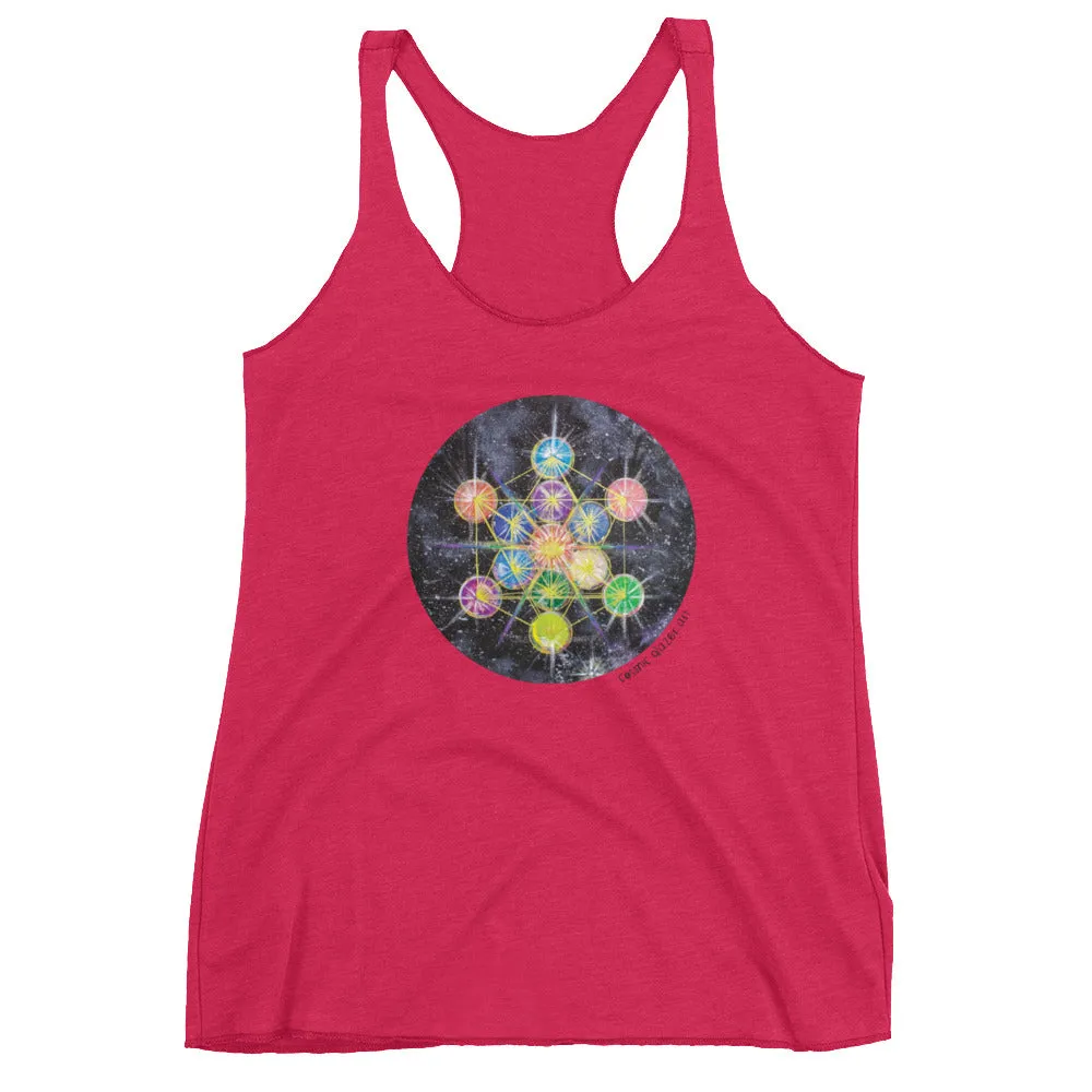 Rainbow Metatron (Round Version) Women's Racerback Tank
