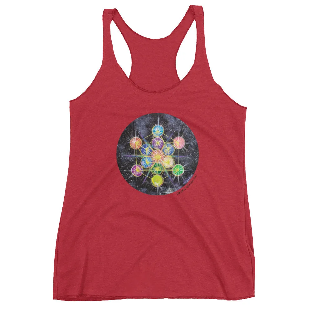 Rainbow Metatron (Round Version) Women's Racerback Tank