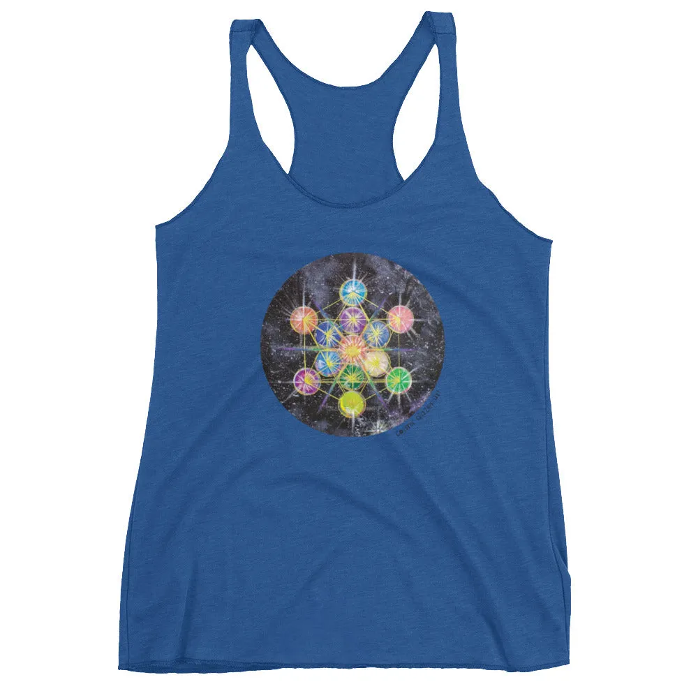 Rainbow Metatron (Round Version) Women's Racerback Tank