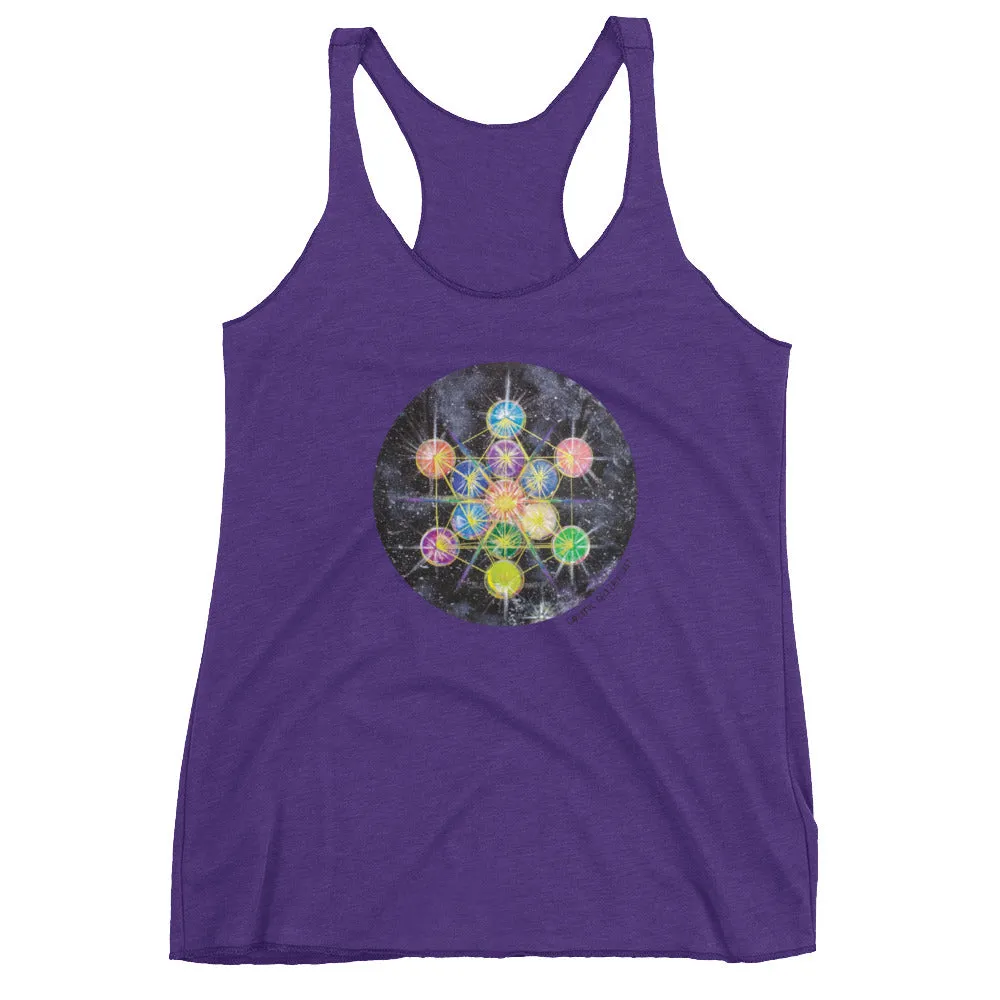 Rainbow Metatron (Round Version) Women's Racerback Tank