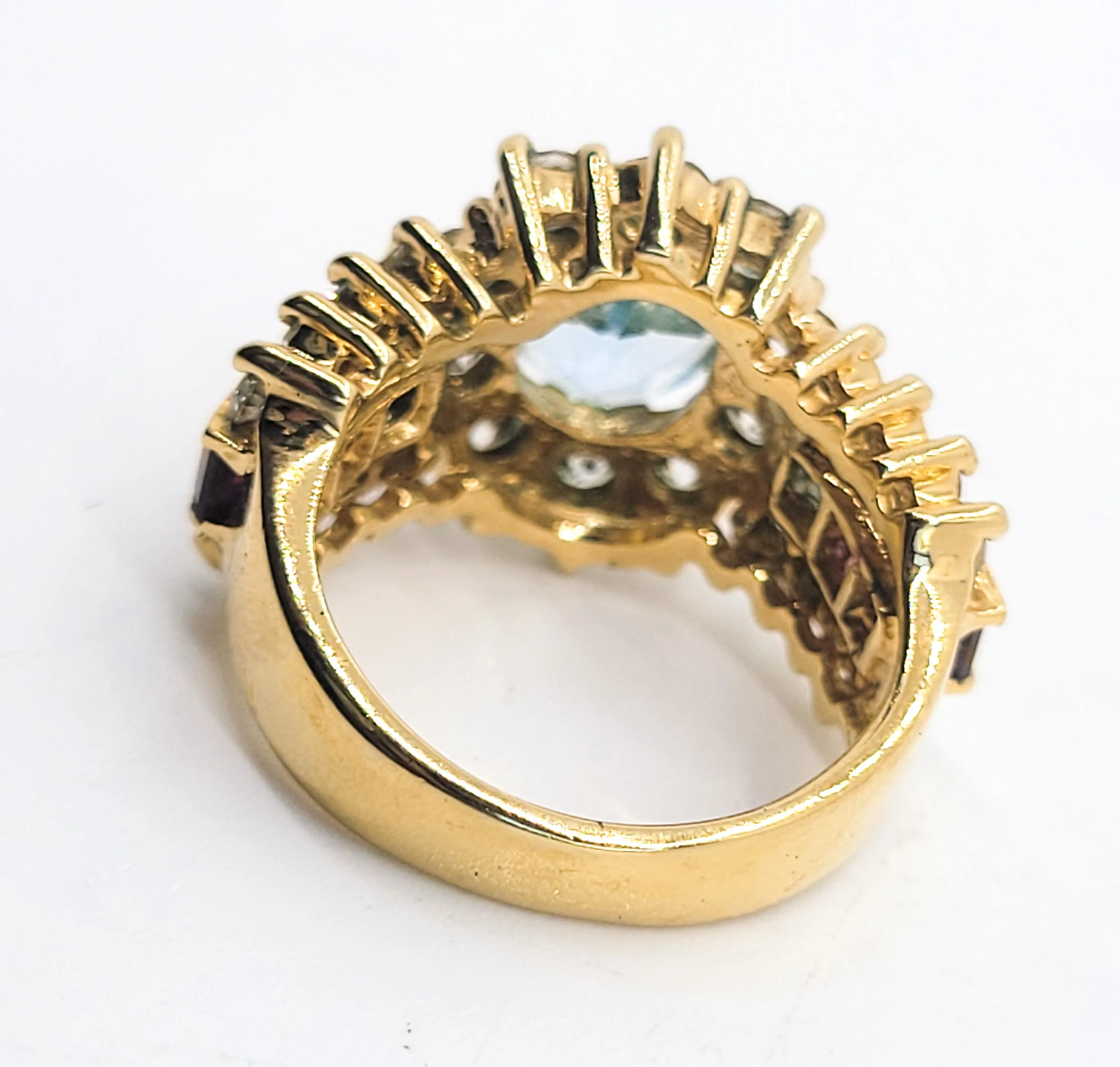 Rainbow princess cut Cubic Zirconia women's gold over sterling silver ring size 6