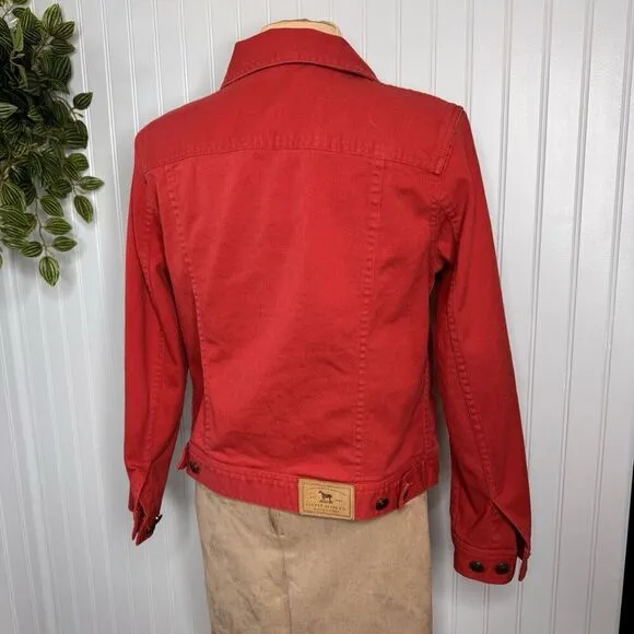 Ralph Lauren Jeans Co. Sz M Jacket Women's Red Denim Button Close Vintage Jean