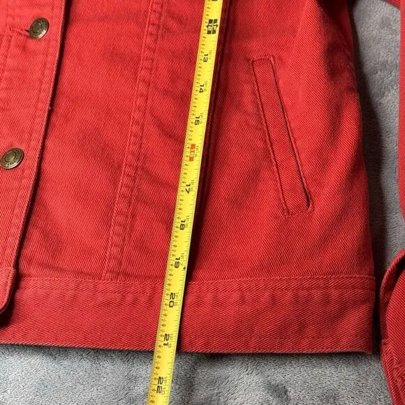Ralph Lauren Jeans Co. Sz M Jacket Women's Red Denim Button Close Vintage Jean