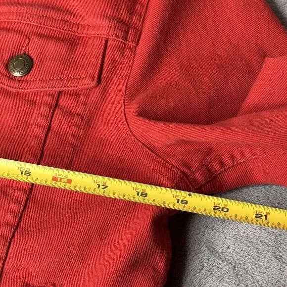 Ralph Lauren Jeans Co. Sz M Jacket Women's Red Denim Button Close Vintage Jean