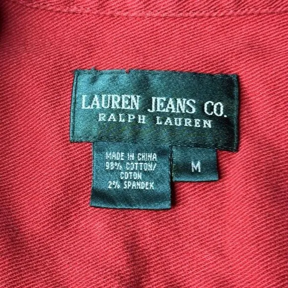 Ralph Lauren Jeans Co. Sz M Jacket Women's Red Denim Button Close Vintage Jean