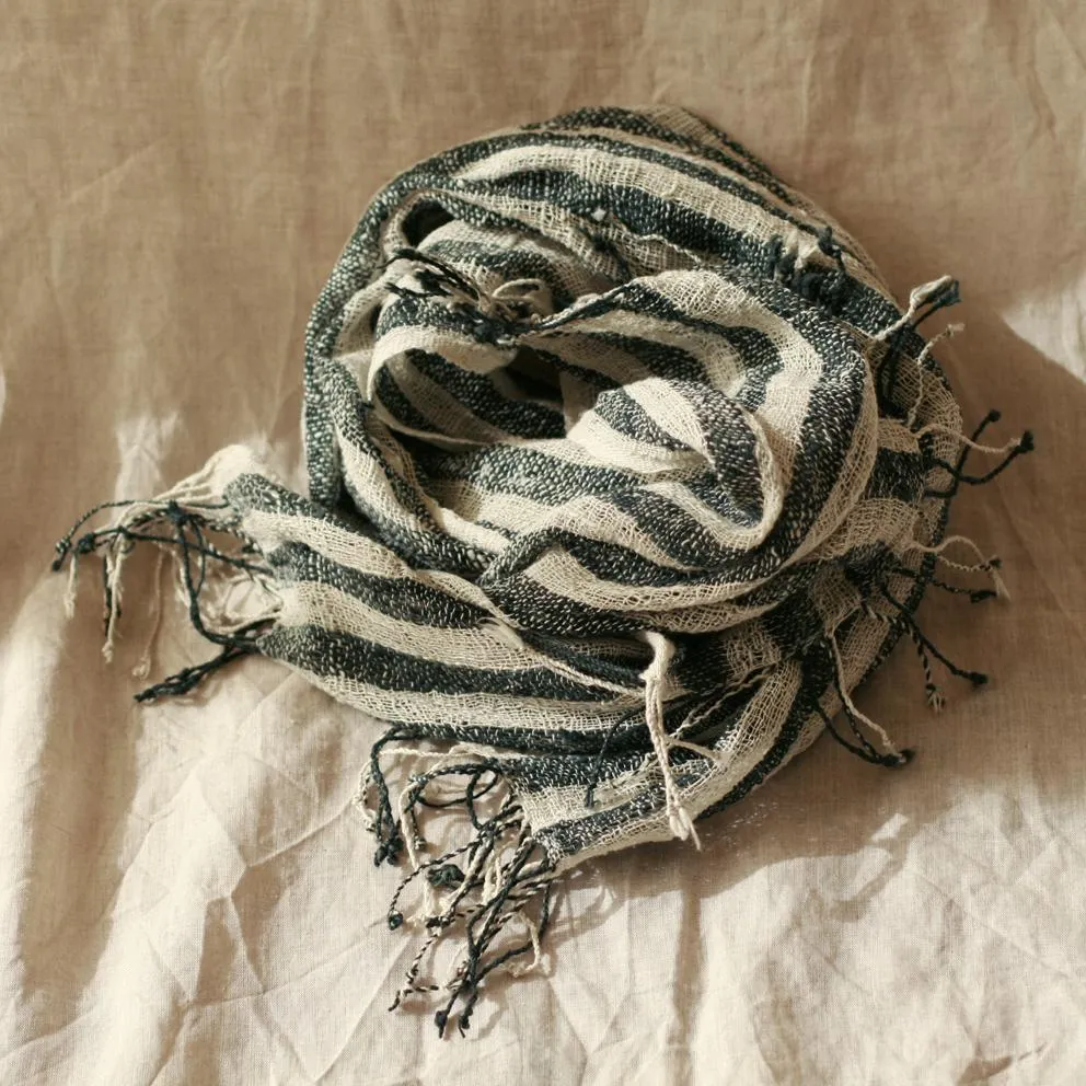 Raw Cotton Handmade Black Scarf