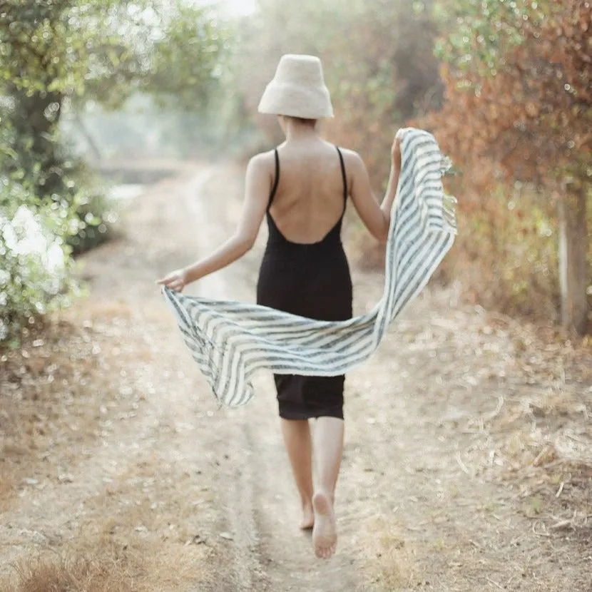 Raw Cotton Handmade Black Scarf