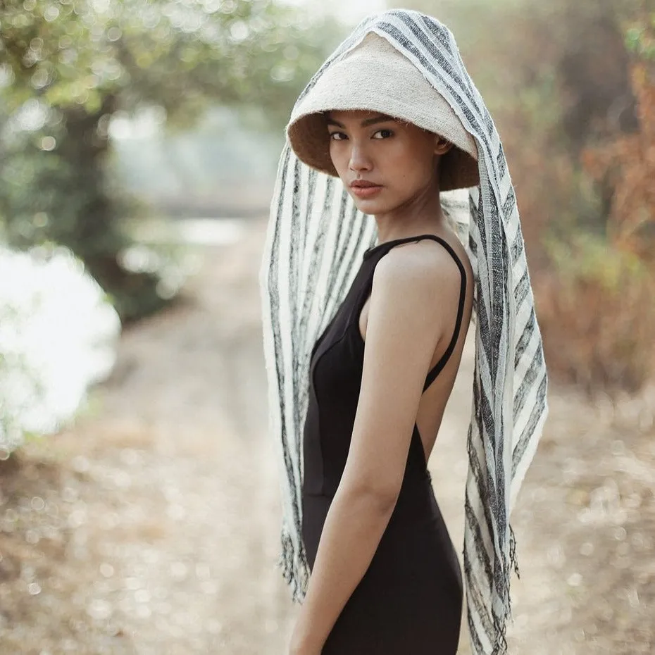 Raw Cotton Handmade Black Scarf