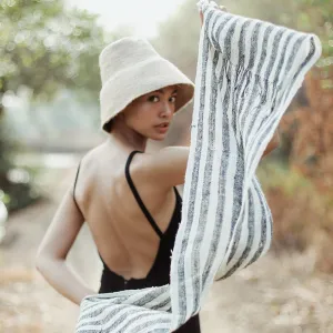 Raw Cotton Handmade Black Scarf