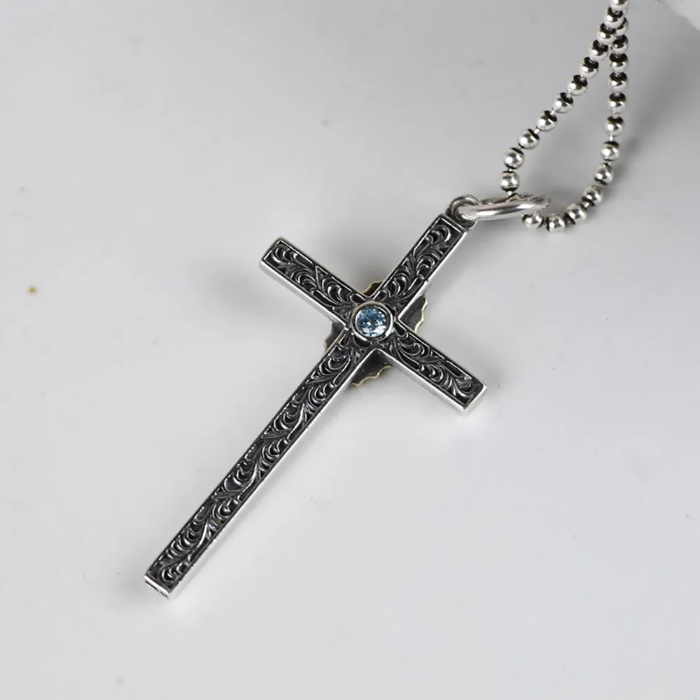 Real Solid 925 Sterling Silver Pendants Cross Virgin Mary Fashion Punk Jewelry