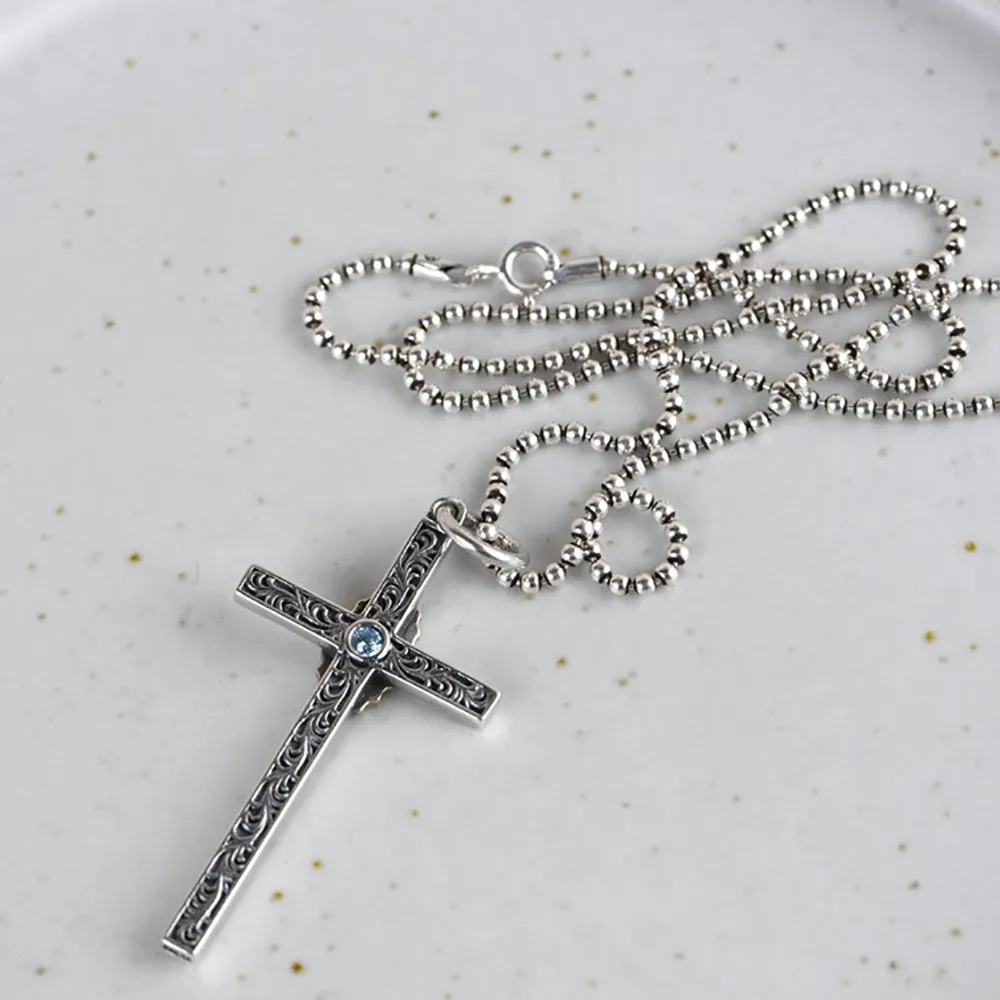 Real Solid 925 Sterling Silver Pendants Cross Virgin Mary Fashion Punk Jewelry