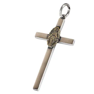 Real Solid 925 Sterling Silver Pendants Cross Virgin Mary Fashion Punk Jewelry