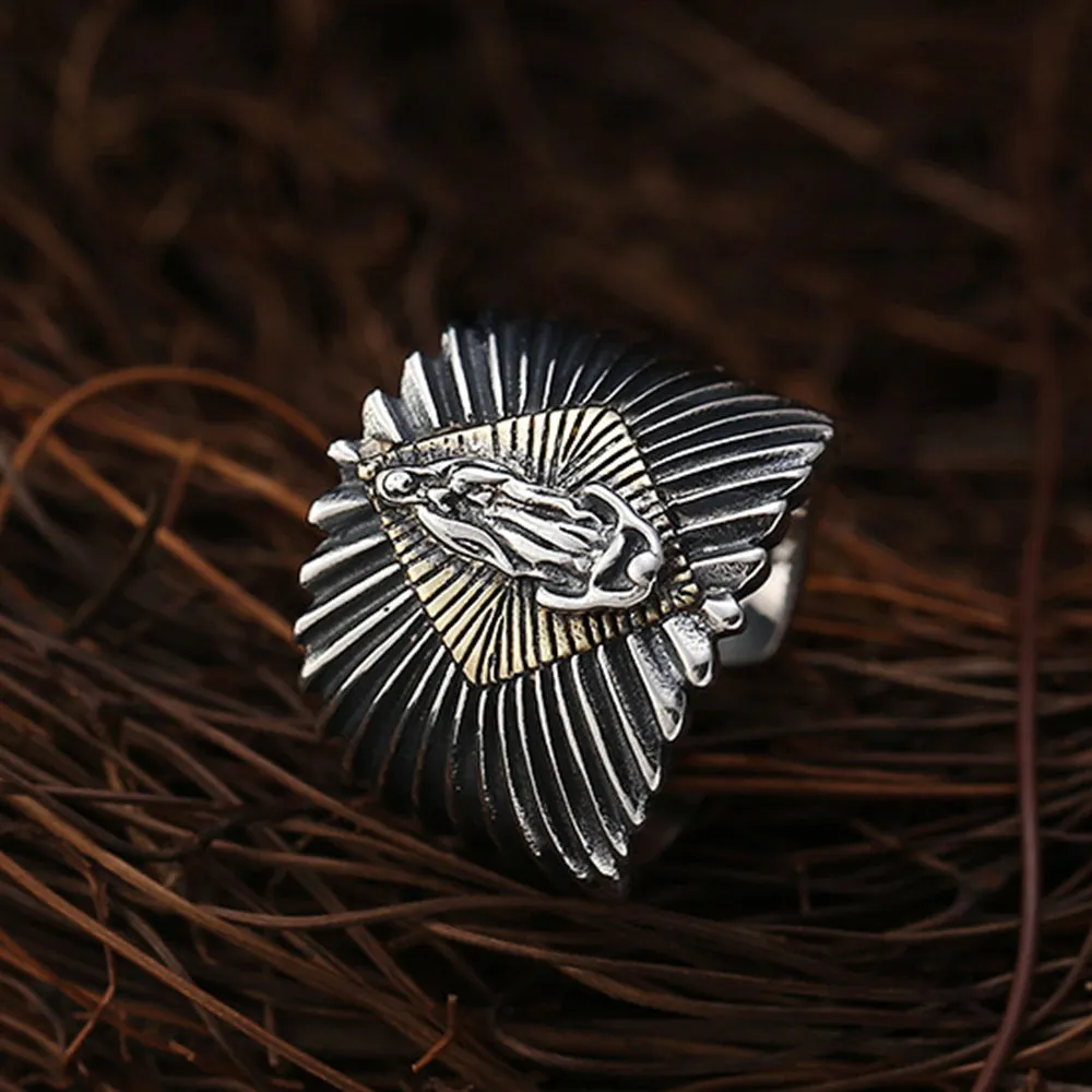 Real Solid 925 Sterling Silver Rings Buddha Virgin Mary Fashion Punk Viking Jewelry Open Size 8-11