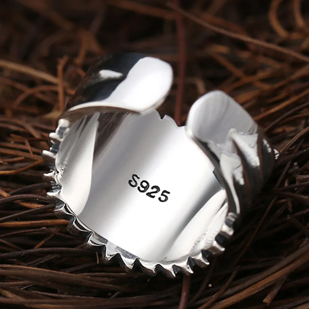 Real Solid 925 Sterling Silver Rings Buddha Virgin Mary Fashion Punk Viking Jewelry Open Size 8-11