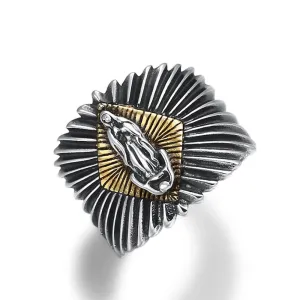 Real Solid 925 Sterling Silver Rings Buddha Virgin Mary Fashion Punk Viking Jewelry Open Size 8-11
