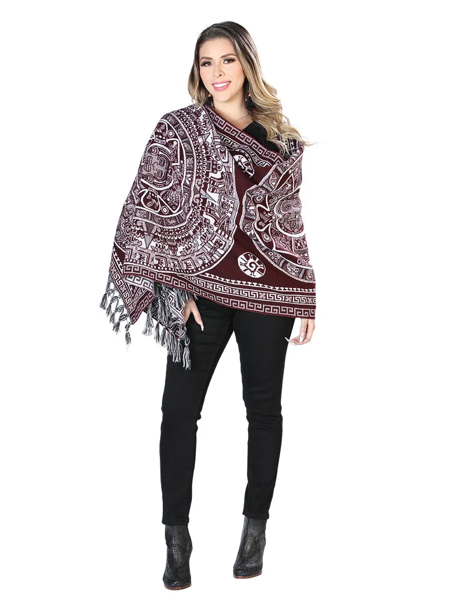Rebozo Artesanal Diseño de Calendario Azteca para Mujer