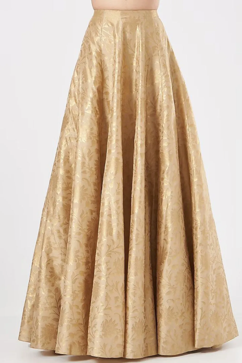 Red and Beige Brocade Embroidered Jacket Lehenga