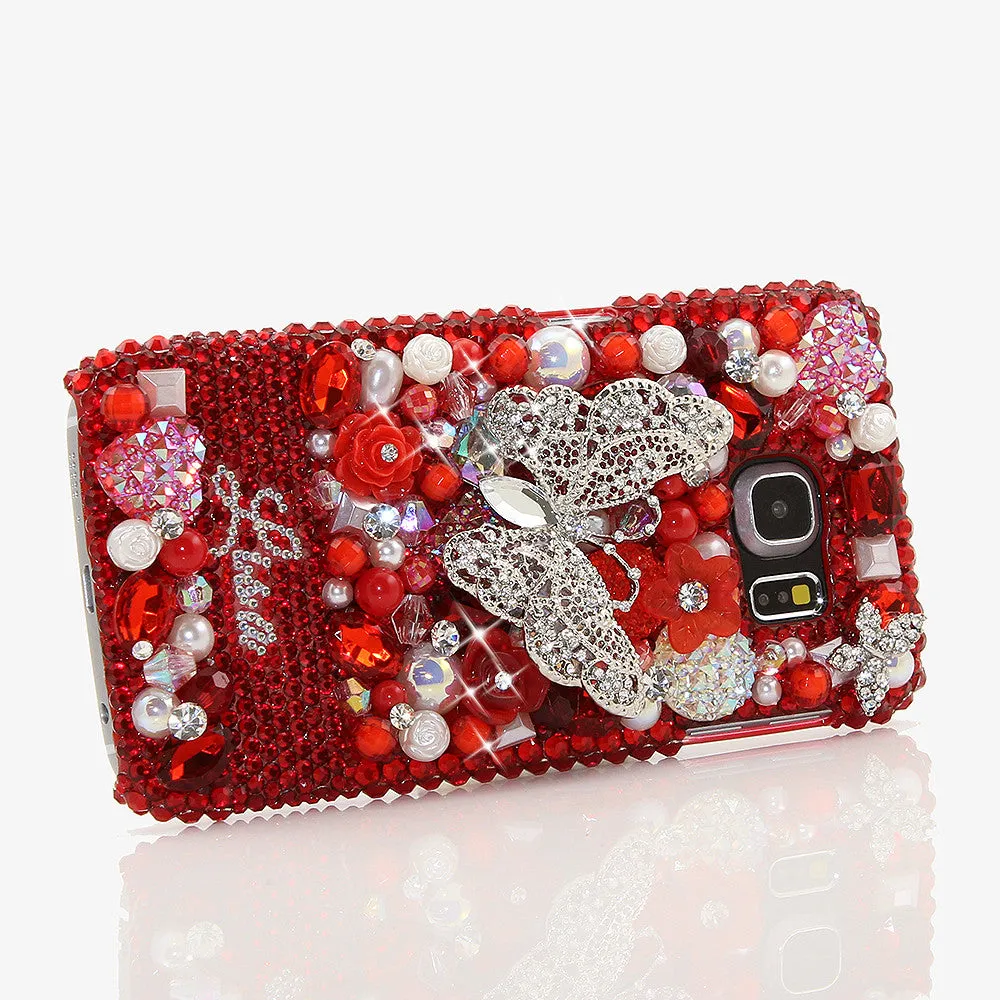 Red Garden Personalized Name & Initials Design (style PN_1086)
