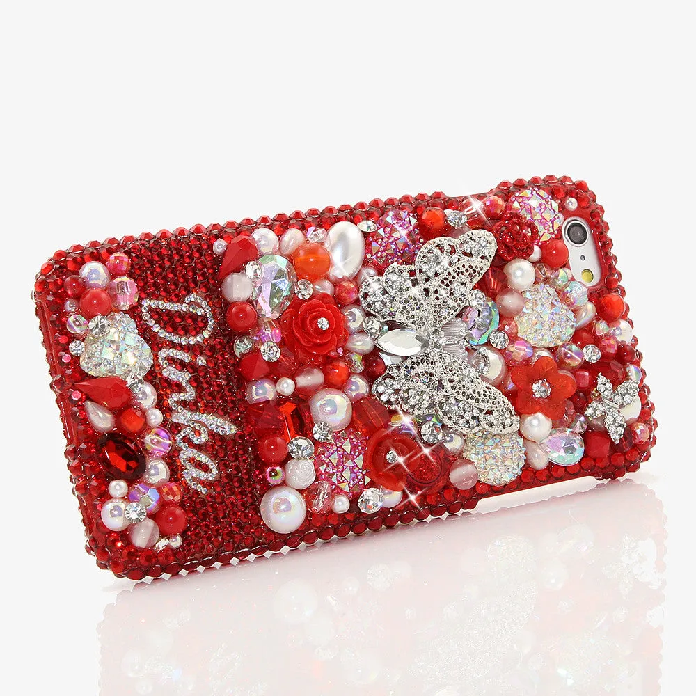 Red Garden Personalized Name & Initials Design (style PN_1086)
