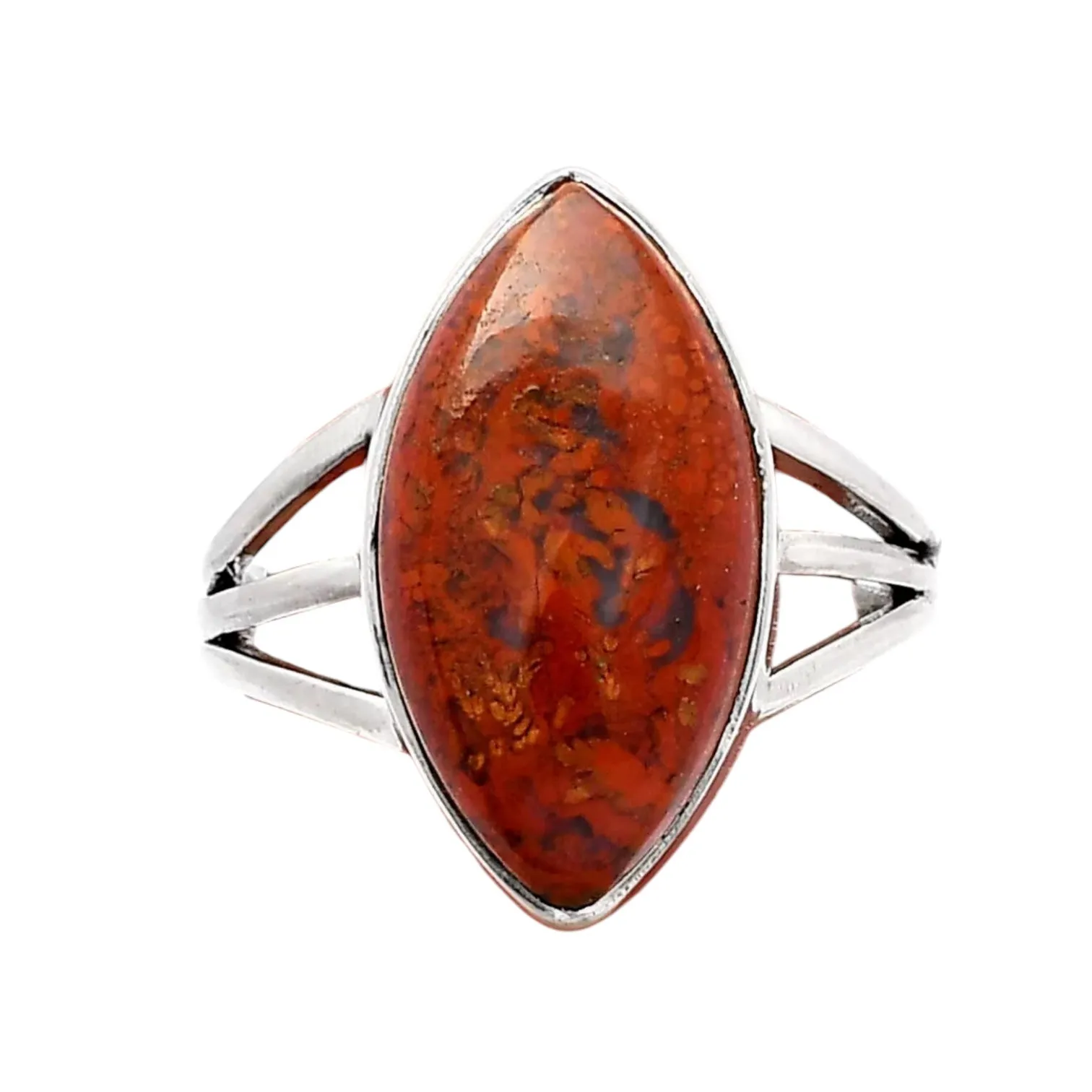 Red Moss Agate Solid 925 Sterling Silver Ring 7