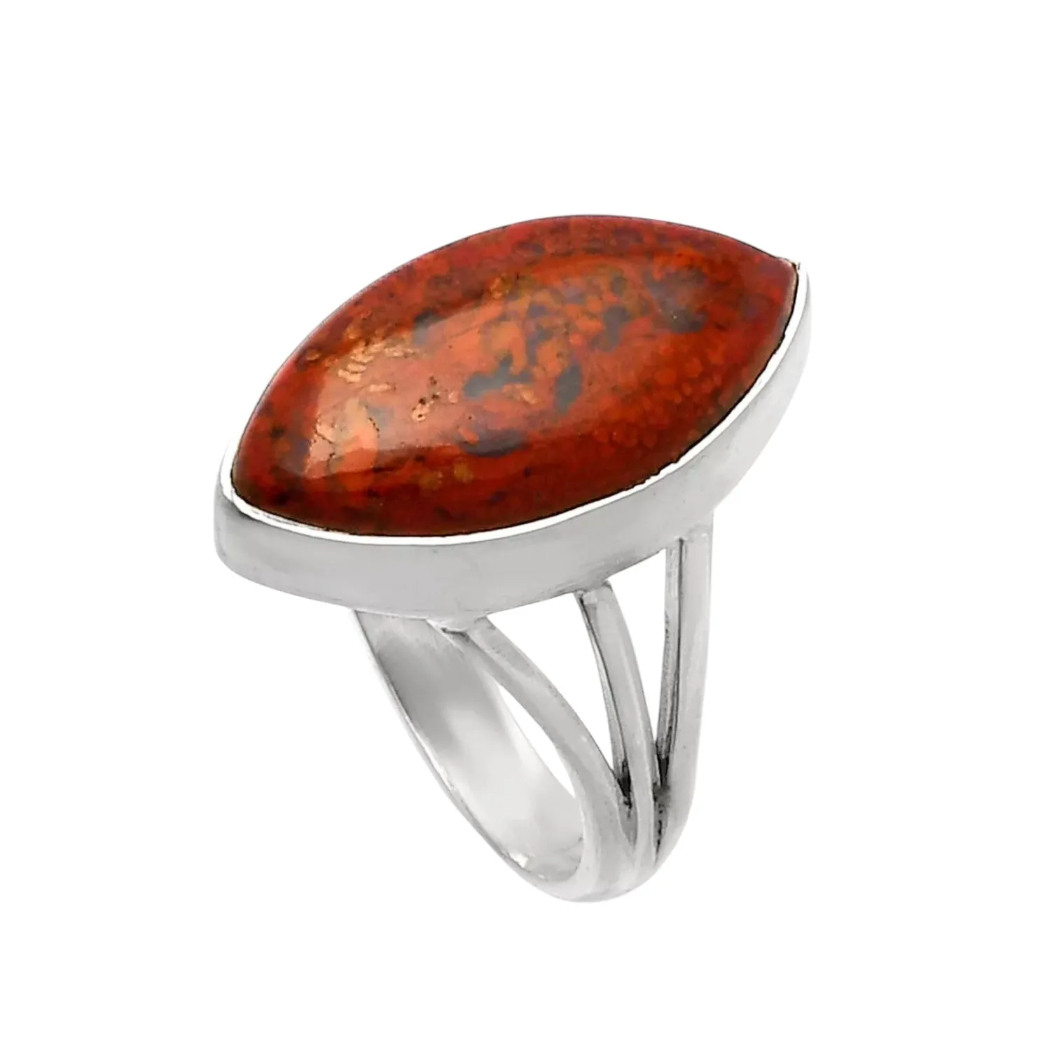 Red Moss Agate Solid 925 Sterling Silver Ring 7