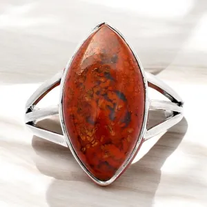 Red Moss Agate Solid 925 Sterling Silver Ring 7