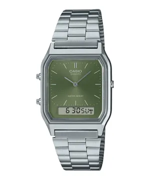 Reloj Vintage casual correa de Acero inoxidable AQ-230A-3A