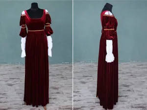 Renaissance Ever After Cinderella velvet red gown preorder