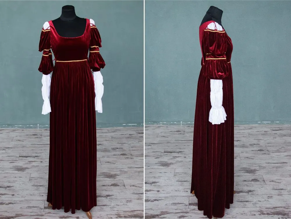 Renaissance Ever After Cinderella velvet red gown preorder