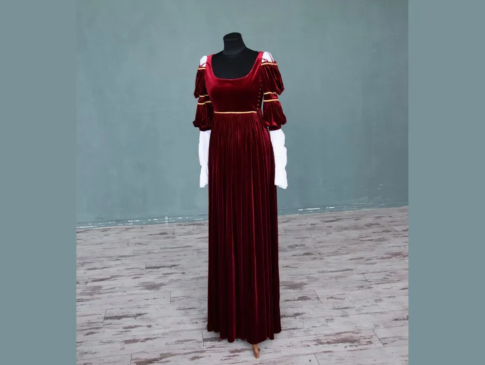 Renaissance Ever After Cinderella velvet red gown preorder