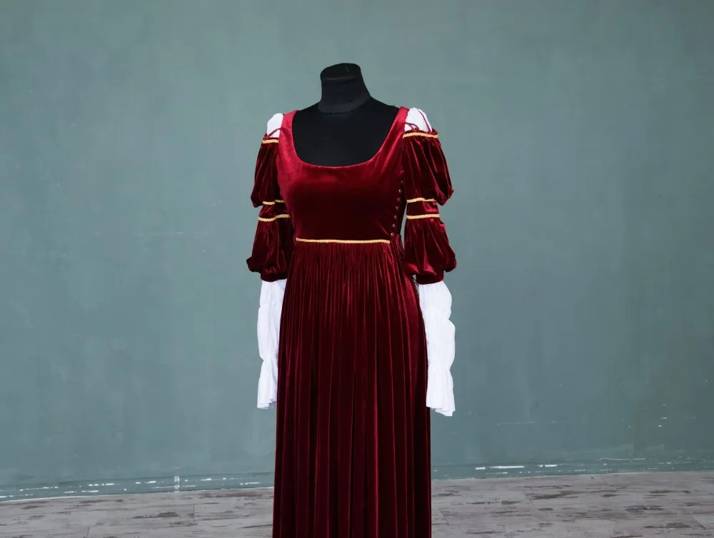Renaissance Ever After Cinderella velvet red gown preorder