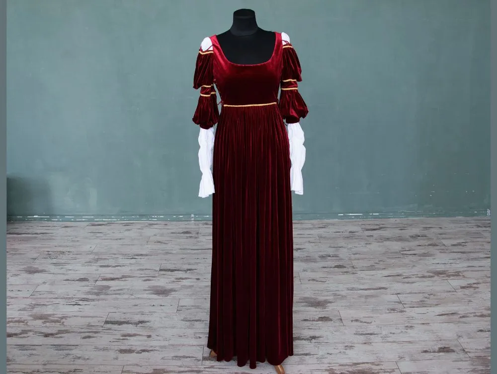 Renaissance Ever After Cinderella velvet red gown preorder