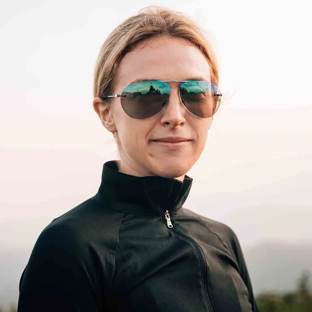 Revo BLACK - Unisex Air 2 Ultra-lightweight Titanium Aviator Polarized Sunglasses - Satin Gunmetal/Evergreen Photochromic