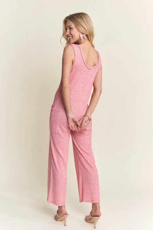 Ribbed Comfort V-Neck Jumpsuit
