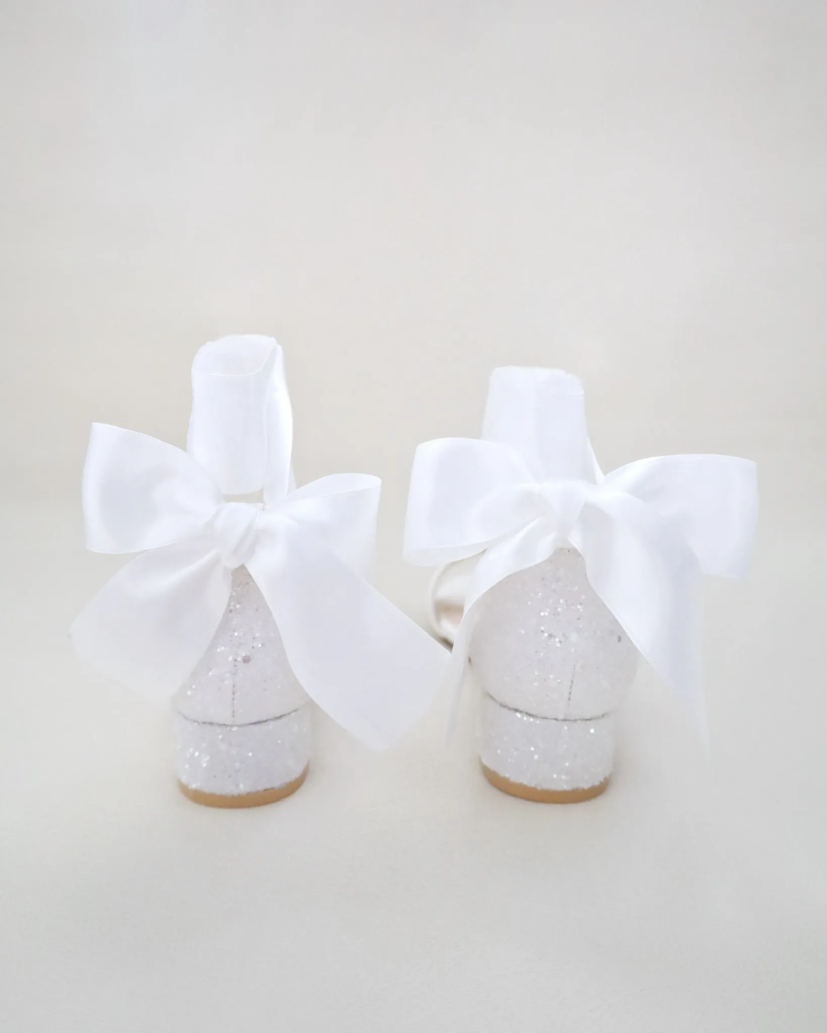 Rock Glitter Low Block Heel Girls Sandals with Wrapped Satin Tie