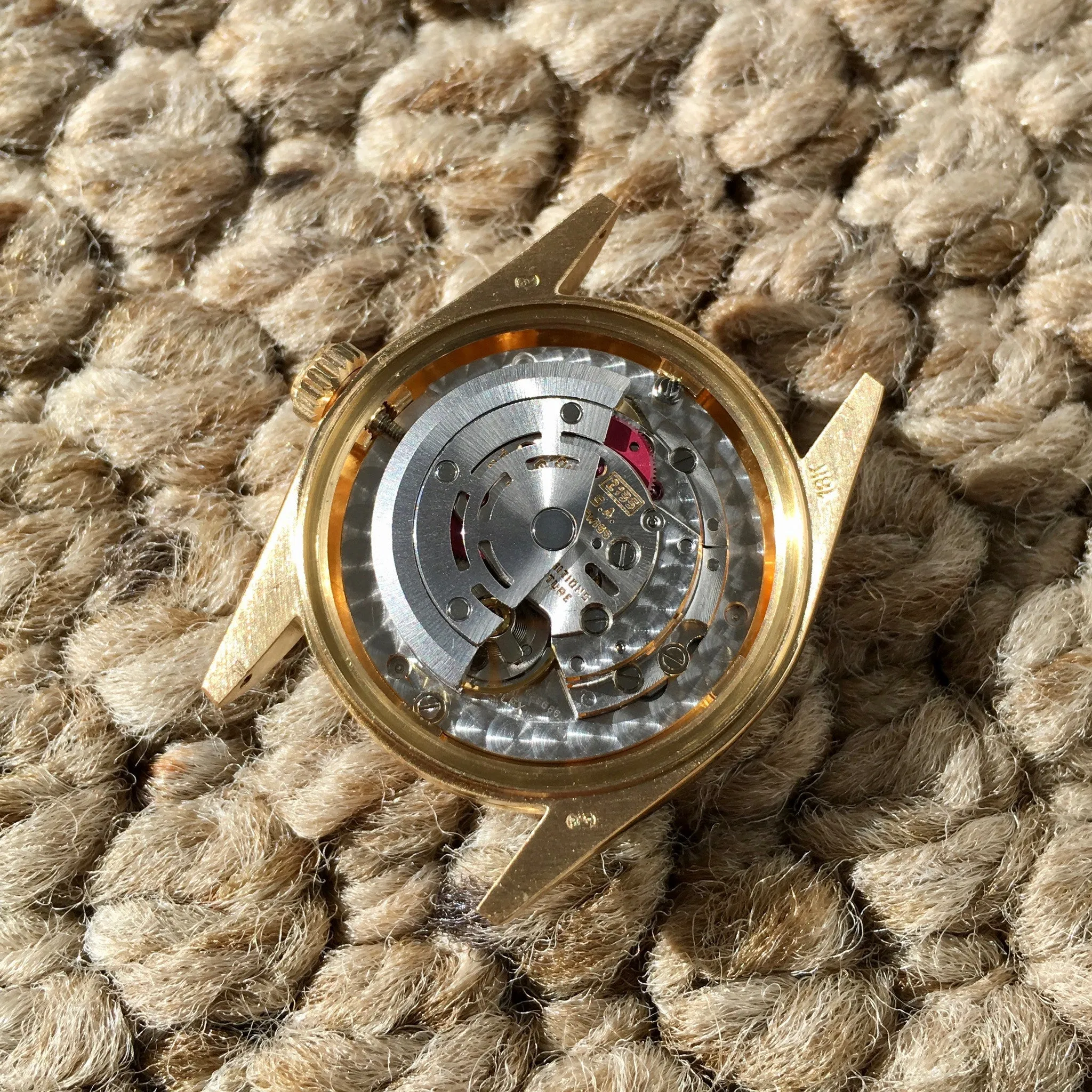 Rolex Ladies President 68278 Midsize Datejust 31mm 18K Yellow Gold Tapestry Champagne Wristwatch