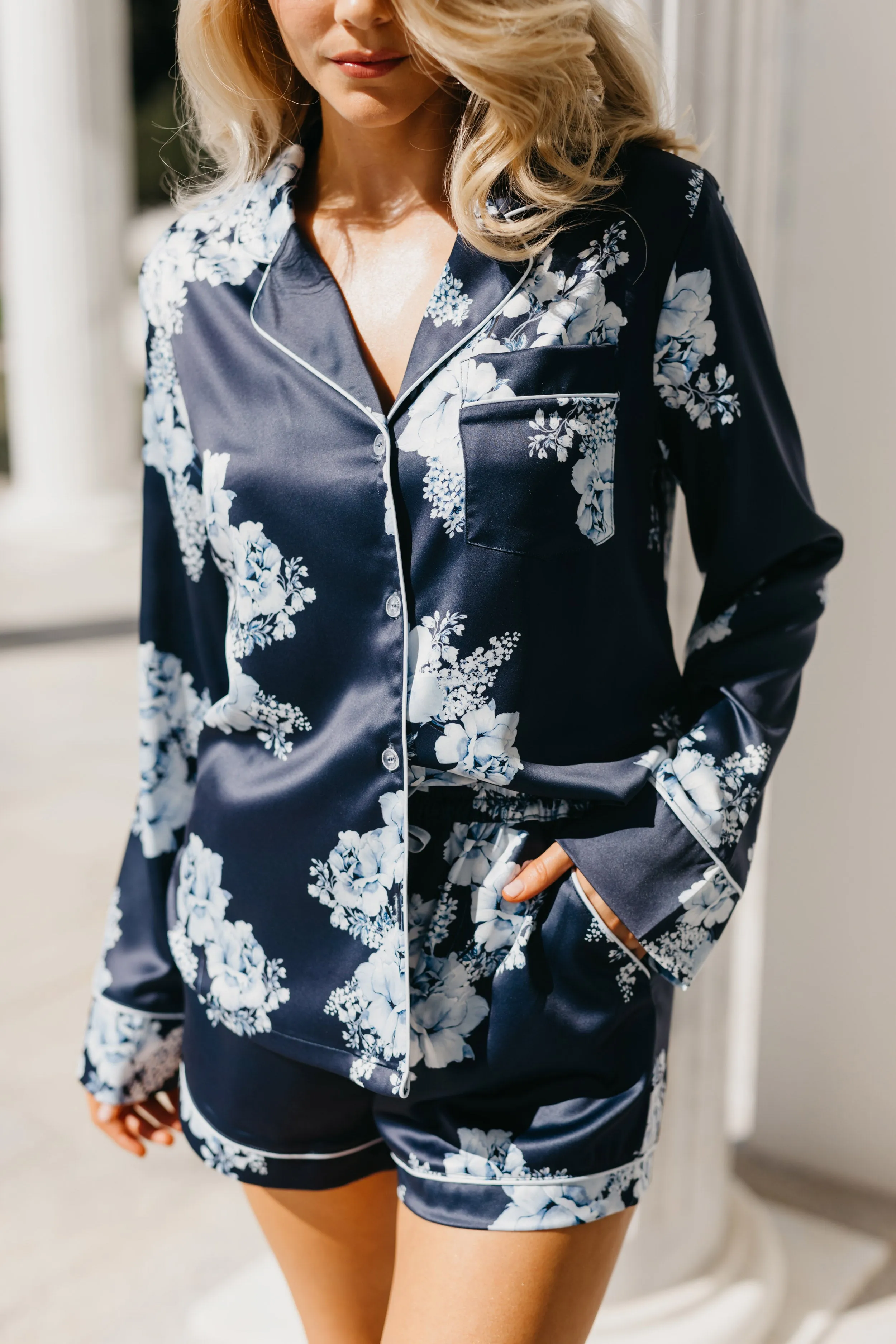 Romi Bleu De Fleur Printed PJ Set