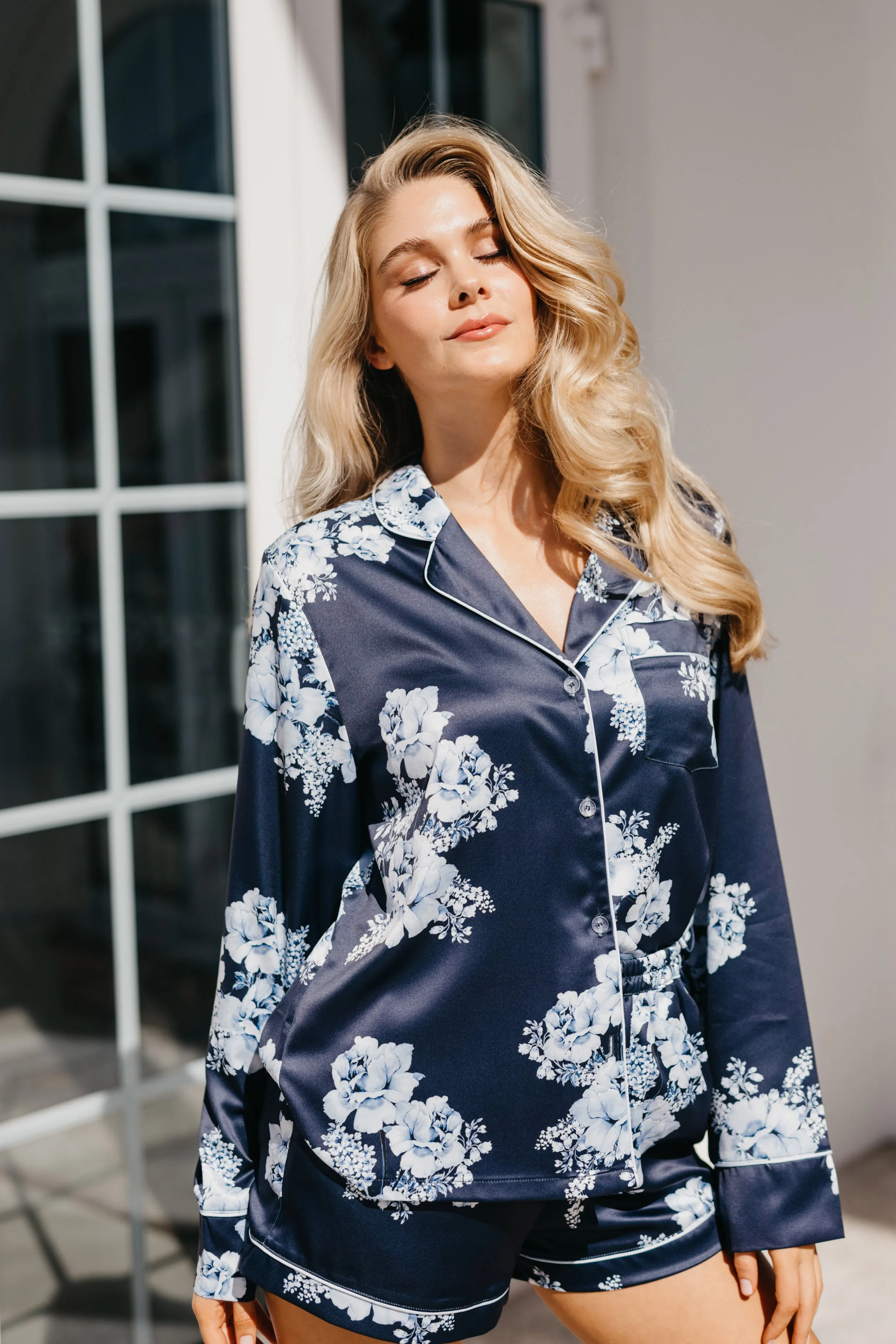 Romi Bleu De Fleur Printed PJ Set