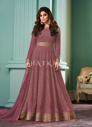 Rose Pink Embroidered Bollywood Anarkali Suit