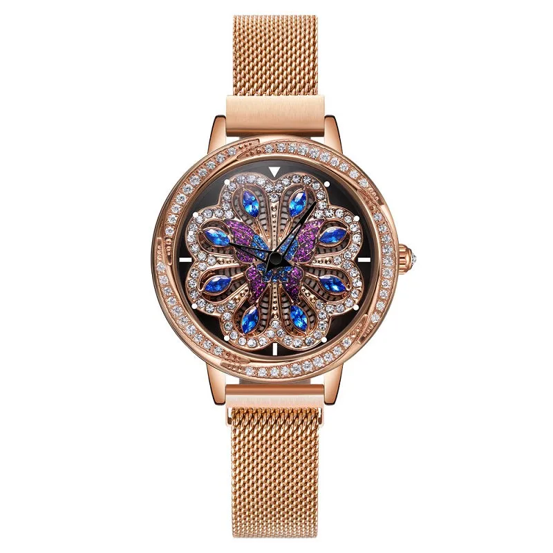 Rotatable Flower Pattern Dial Women's Watch