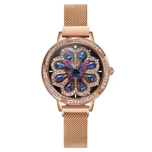 Rotatable Flower Pattern Dial Women's Watch