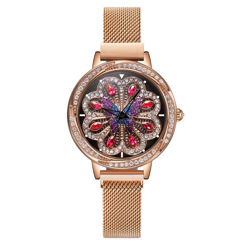 Rotatable Flower Pattern Dial Women's Watch