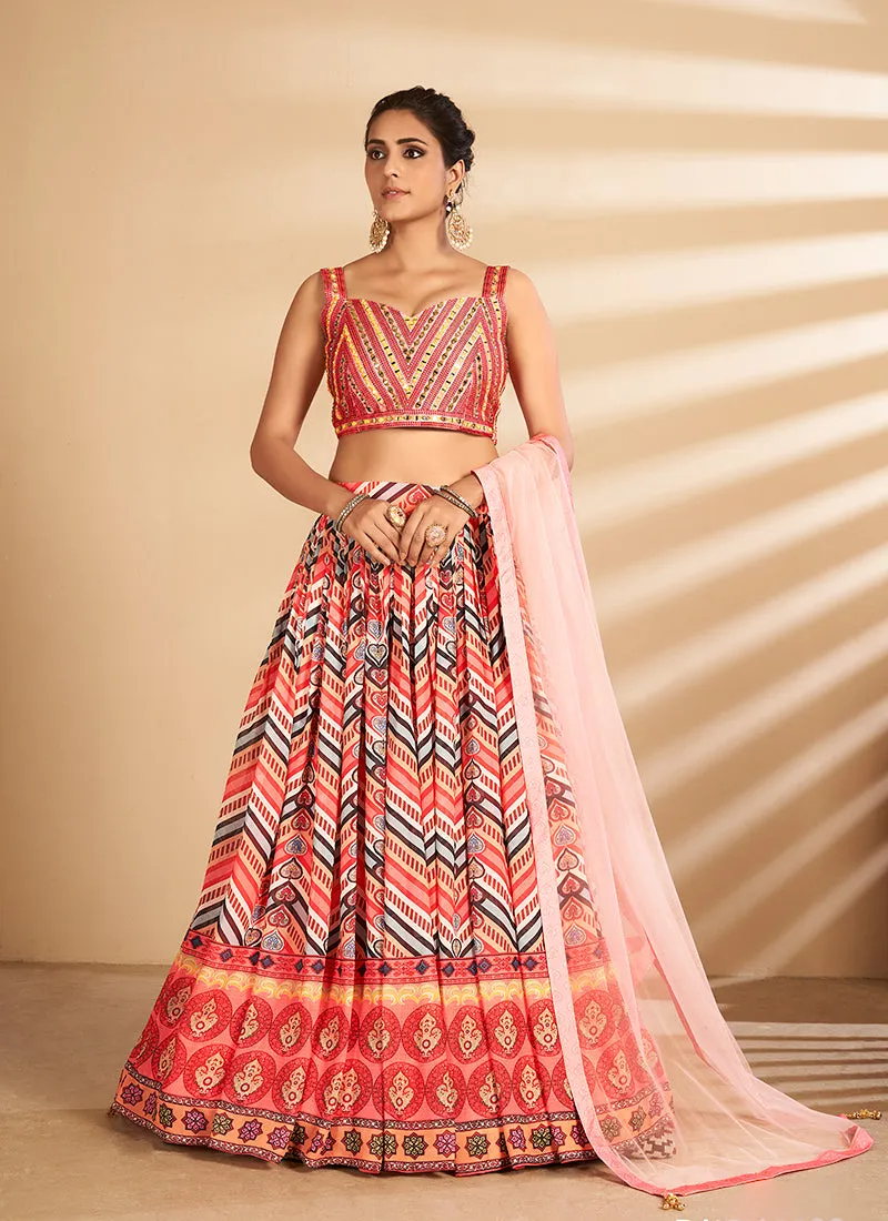 Rouge Red Multi Embroidered Traditional Lehenga Choli