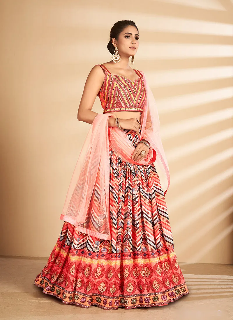 Rouge Red Multi Embroidered Traditional Lehenga Choli