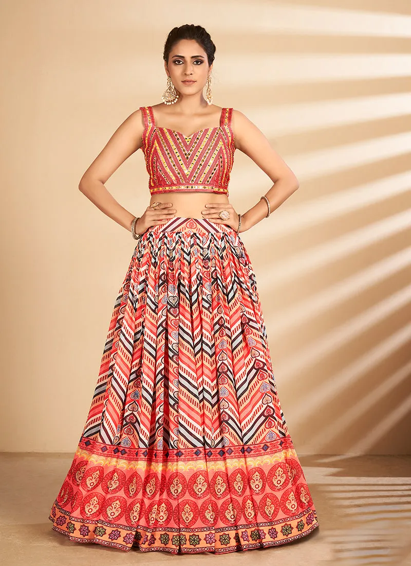 Rouge Red Multi Embroidered Traditional Lehenga Choli