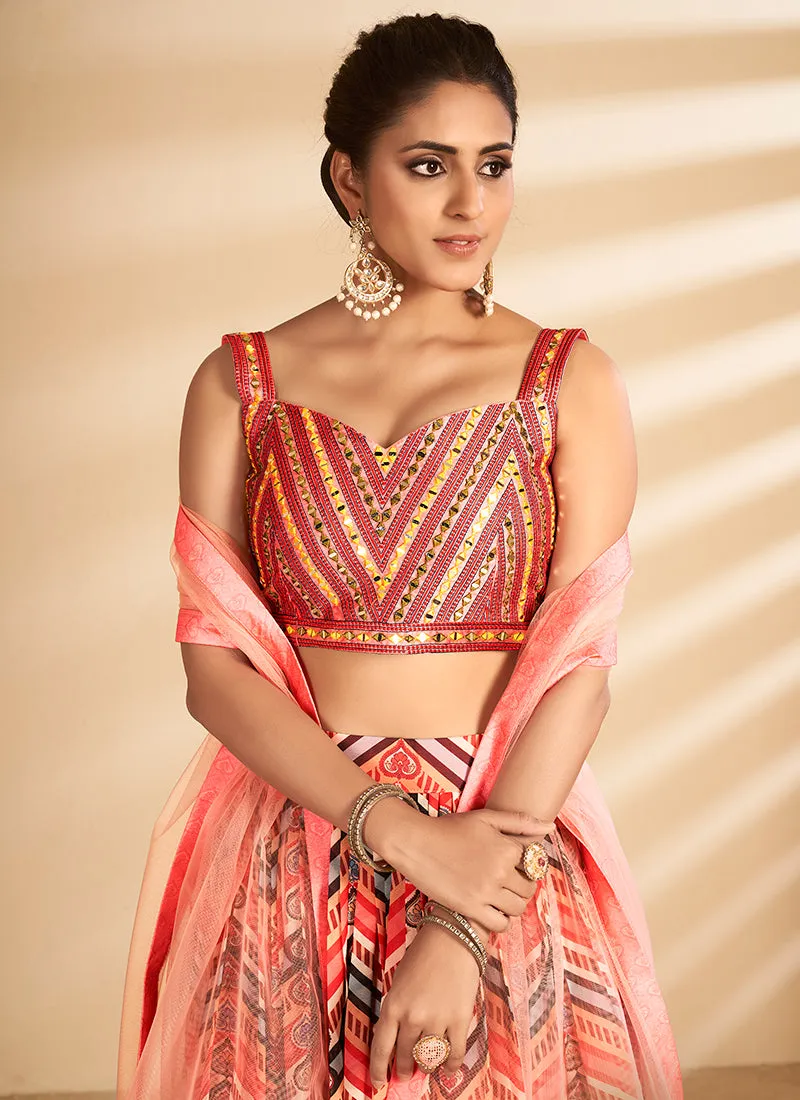 Rouge Red Multi Embroidered Traditional Lehenga Choli