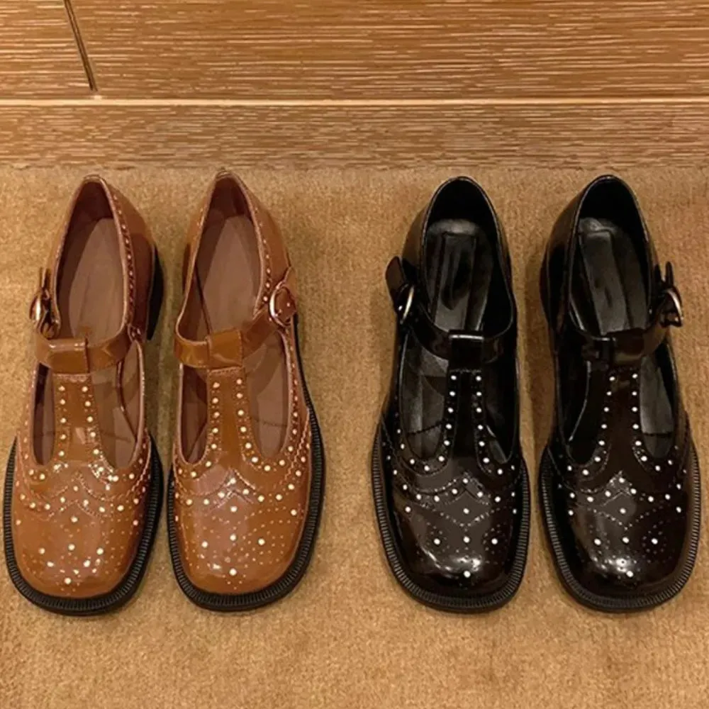 Round Toe Block Heels Loafers