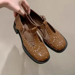 Round Toe Block Heels Loafers