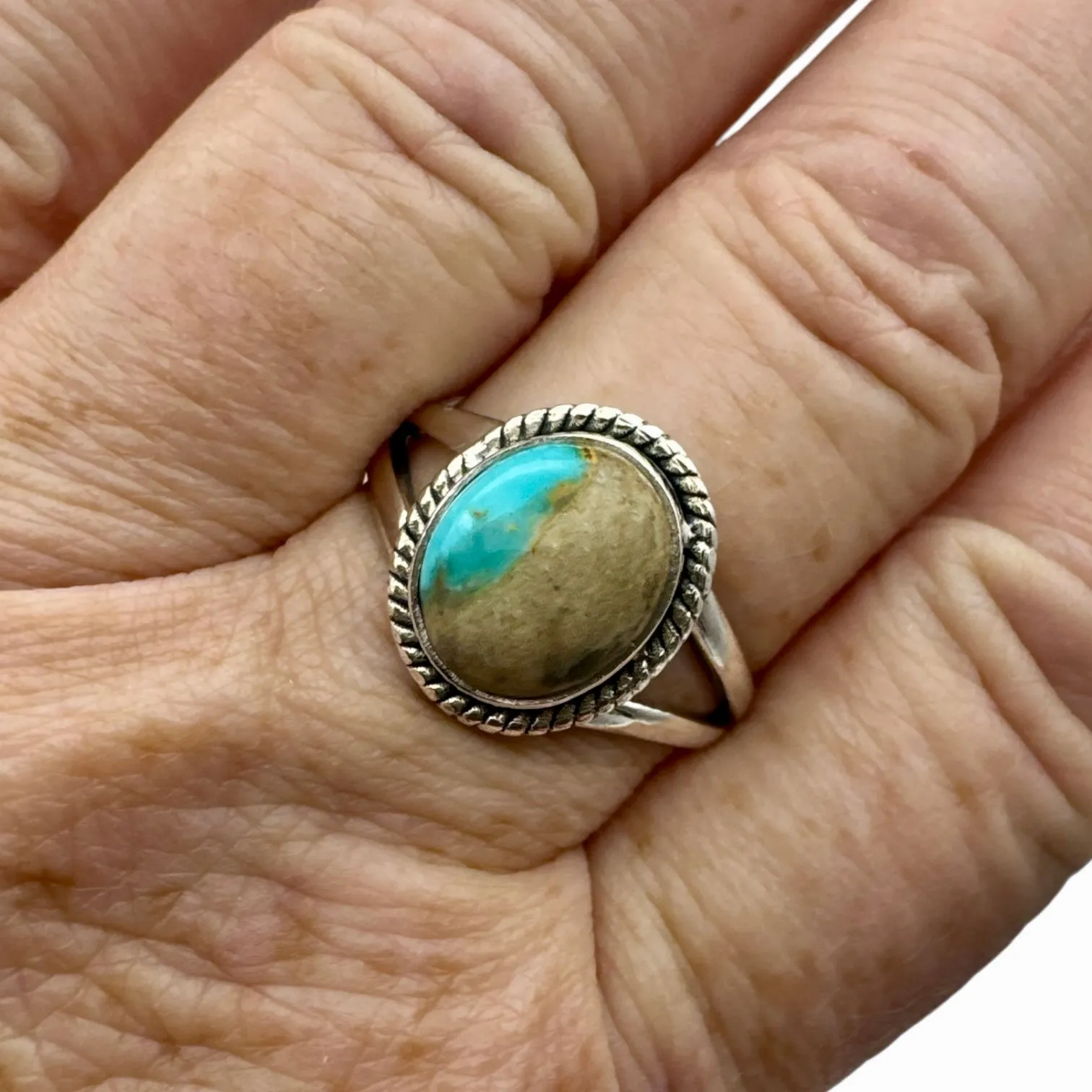 Royston Turquoise Solid 925 Sterling Silver Ring 10